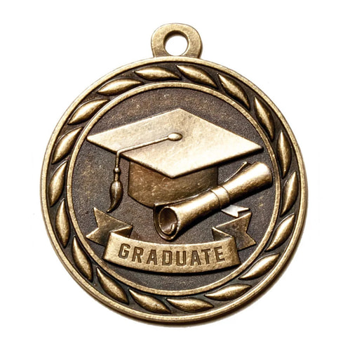 NEW Graduation Cap and Scroll Medal 55mm with Red, White, and Blue Ribbon - Due May 2024 - Click for Bulk Discounts
